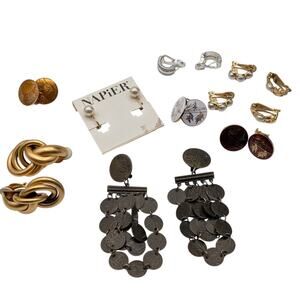 Lot of Nine Pair Vintage Clip On Screw Back Earrings